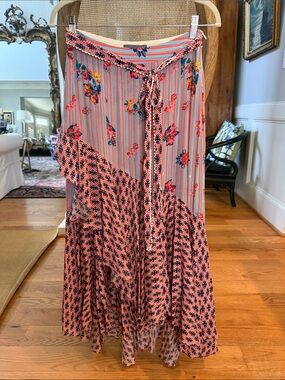 Bhanuni By Jyoti High Low Maxi Flowing Ruffle Anthropologie Boho Skirt Worn Once